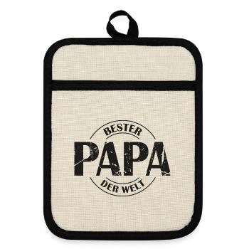 Bester Papa der Welt - Topflappen mit Gummirückseite - Leinen/Schwarz  - Vorne