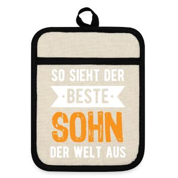 So sieht der beste Sohn der Welt aus - Topflappen mit Gummirückseite - Leinen/Schwarz  - Vorne