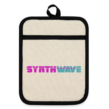 Synthwave - Pot holders with rubber back - linen/black  - Front