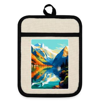 The Fjords Norway Vintage Travel Poster Souvenir - Pot holders with rubber back - linen/black  - Front