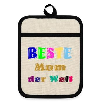 Beste Mutter der Welt - Topflappen mit Gummirückseite - Leinen/Schwarz  - Vorne