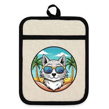 Lunettes de soleil de plage de race de chat angora turc - Maniques avec dos en caoutchouc - lin/noir  - Devant