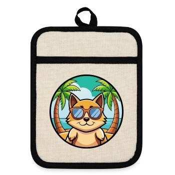 Tonkinese Katzenrasse Cartoon Sonnenbrille Strand - Topflappen mit Gummirückseite - Leinen/Schwarz  - Vorne