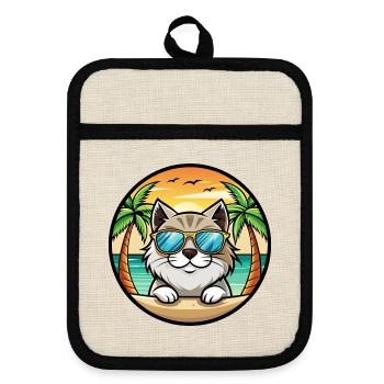 Himalaya-Katzenrasse Cartoon-Sonnenbrille Strand - Topflappen mit Gummirückseite - Leinen/Schwarz  - Vorne