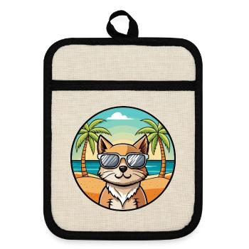 Européen Birman Race Dessin Animé Lunettes De Soleil Plage - Maniques avec dos en caoutchouc - lin/noir  - Devant