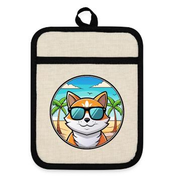 Lunettes de soleil de dessin animé de race de chat calicot dilué plage - Maniques avec dos en caoutchouc - lin/noir  - Devant