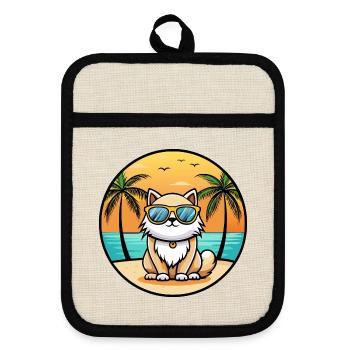 Colorpoint Persian Cat Breed Cartoon Sunglasses - Pot holders with rubber back - linen/black  - Front