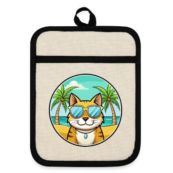 Lunettes de soleil brésiliennes à poil court de race de chat de dessin animé - Maniques avec dos en caoutchouc - lin/noir  - Devant