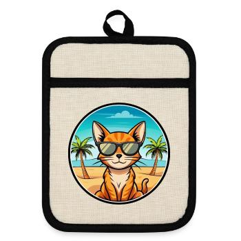 Lunettes de soleil Abyssinian Shorthair Cat Breed Cartoon - Maniques avec dos en caoutchouc - lin/noir  - Devant