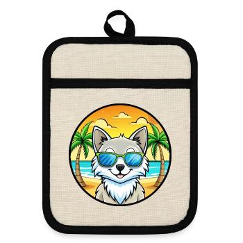 Lunettes de soleil de plage de race de chat angora turc - Maniques avec dos en caoutchouc - lin/noir  - Devant
