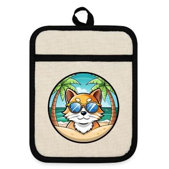 Ragdoll Cat Breed Cartoon Lunettes de soleil Beach - Maniques avec dos en caoutchouc - lin/noir  - Devant