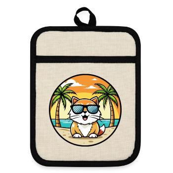 Persian Cat Breed Cartoon Sunglasses Beach - Pot holders with rubber back - linen/black  - Front