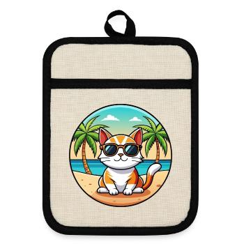 Lunettes de soleil coréennes Bobtail Cat Breed Cartoon Beach - Maniques avec dos en caoutchouc - lin/noir  - Devant