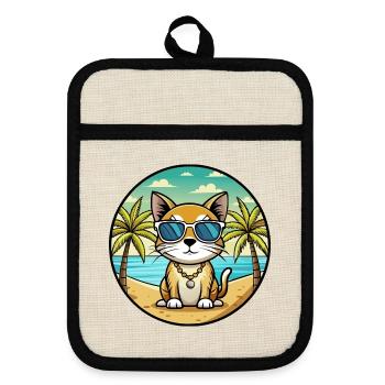 Européen Birman Race Dessin Animé Lunettes De Soleil Plage - Maniques avec dos en caoutchouc - lin/noir  - Devant