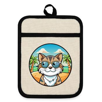 Lunettes de soleil de dessin animé de race de chat calicot dilué plage - Maniques avec dos en caoutchouc - lin/noir  - Devant