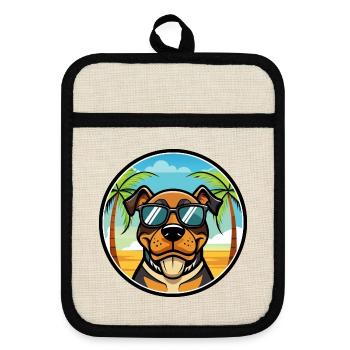 Lunettes de soleil Rottweiler Dog Cartoon Summer Beach - Maniques avec dos en caoutchouc - lin/noir  - Devant