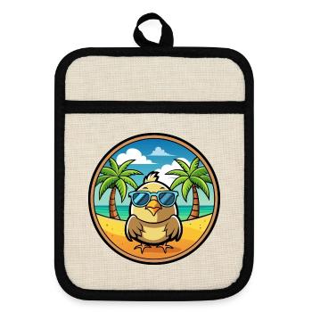Quail Funny Cartoon Summer Beach Sunglasses Cool - Pot holders with rubber back - linen/black  - Front