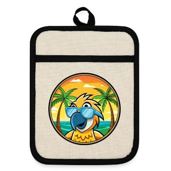 Perroquet Drôle Dessin Animé Plage Été Lunettes De Soleil Cool - Maniques avec dos en caoutchouc - lin/noir  - Devant