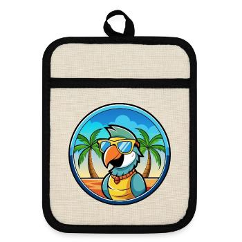 Perroquet Drôle Dessin Animé Plage Été Lunettes De Soleil Cool - Maniques avec dos en caoutchouc - lin/noir  - Devant