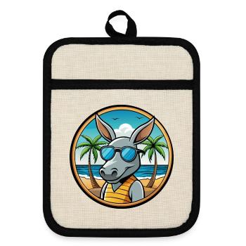 Aardvark Funny Cartoon Lunettes de soleil de plage d’été - Maniques avec dos en caoutchouc - lin/noir  - Devant
