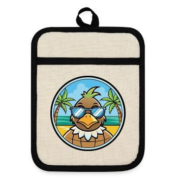 Quail Funny Cartoon Summer Beach Sunglasses Cool - Pot holders with rubber back - linen/black  - Front