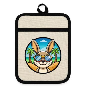 Rabbit Funny Cartoon Summer Beach Sunglasses Cool - Pot holders with rubber back - linen/black  - Front