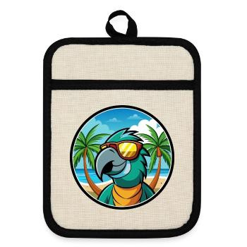 Perroquet Drôle Dessin Animé Plage Été Lunettes De Soleil Cool - Maniques avec dos en caoutchouc - lin/noir  - Devant