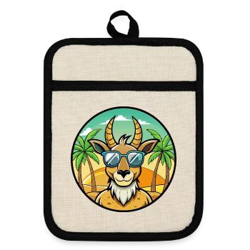 Antelope Funny Cartoon Summer Beach Sunglasses - Pot holders with rubber back - linen/black  - Front