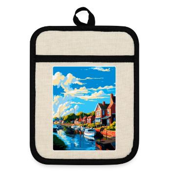Woodbridge England Uk Reiseposter Souvenir WPA - Topflappen mit Gummirückseite - Leinen/Schwarz  - Vorne