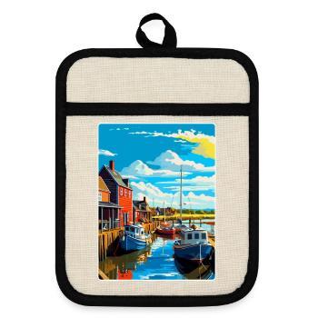 Whitstable Harbour, England, Vereinigtes Königreich, Reiseposter, WPA - Topflappen mit Gummirückseite - Leinen/Schwarz  - Vorne