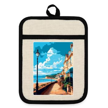 Teignmouth England Uk Reiseposter Souvenir WPA - Topflappen mit Gummirückseite - Leinen/Schwarz  - Vorne