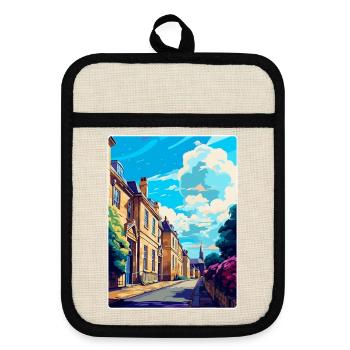 Chipping Norton England Uk Reiseposter Souvenir - Topflappen mit Gummirückseite - Leinen/Schwarz  - Vorne