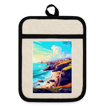 Lizard Point England Uk Reise Poster Souvenir WPA - Topflappen mit Gummirückseite - Leinen/Schwarz  - Vorne