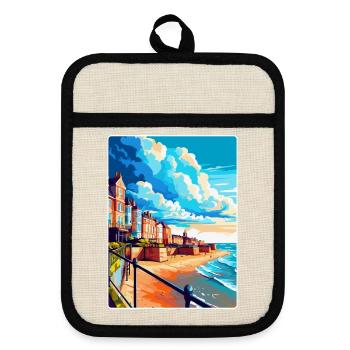 Cromer England Uk Vintage Reiseposter Souvenir - Topflappen mit Gummirückseite - Leinen/Schwarz  - Vorne