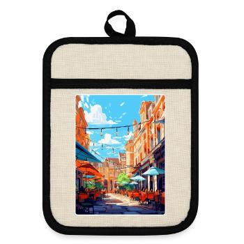 Covent Garden England Uk Reiseposter Souvenir - Topflappen mit Gummirückseite - Leinen/Schwarz  - Vorne