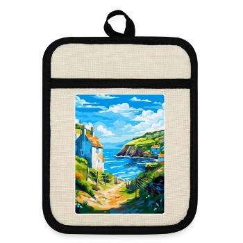 Cadgwith Cornwall, England, Vereinigtes Königreich, Reiseposter, WPA - Topflappen mit Gummirückseite - Leinen/Schwarz  - Vorne