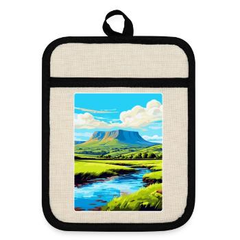 Brecon Beacons Pays de Galles Royaume-Uni Affiche de voyage Souvenir WPA - Maniques avec dos en caoutchouc - lin/noir  - Devant