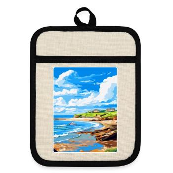 Bude Cornwall, England, Vereinigtes Königreich, Reiseposter, Souvenir - Topflappen mit Gummirückseite - Leinen/Schwarz  - Vorne