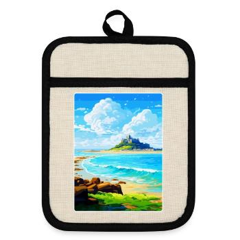 Marazion Cornwall England Uk Travel Poster WPA - Pot holders with rubber back - linen/black  - Front