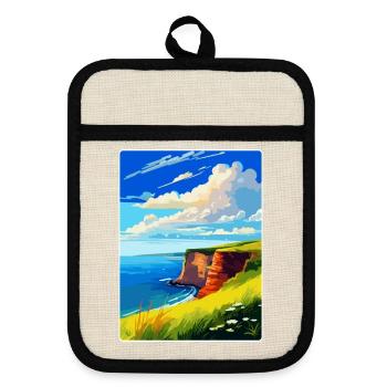 Berry Head Devon Vintage Travel Poster Souvenir - Pot holders with rubber back - linen/black  - Front
