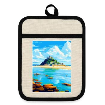 Marazion Cornwall England Uk Reiseposter WPA - Topflappen mit Gummirückseite - Leinen/Schwarz  - Vorne