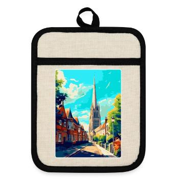 Salisbury England Uk Reiseposter Souvenir WPA - Topflappen mit Gummirückseite - Leinen/Schwarz  - Vorne
