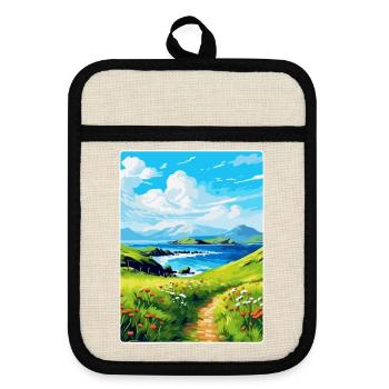 Isle Of Canna Scotland Uk Travel Poster Souvenir - Pot holders with rubber back - linen/black  - Front