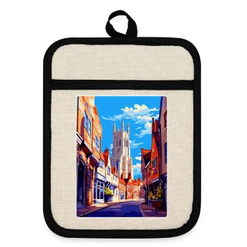 Canterbury England Uk Reiseposter Souvenir WPA - Topflappen mit Gummirückseite - Leinen/Schwarz  - Vorne