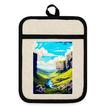 Malham Cove England Uk Reise Poster Souvenir WPA - Topflappen mit Gummirückseite - Leinen/Schwarz  - Vorne