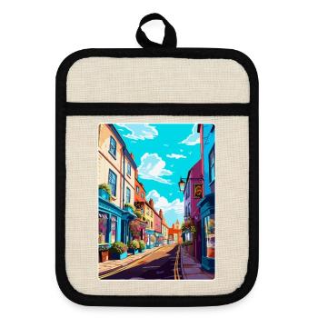Frome England Uk Vintage Reise Poster Souvenir - Topflappen mit Gummirückseite - Leinen/Schwarz  - Vorne