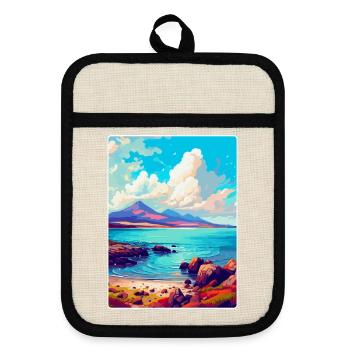 Isle Of Arran Scotland Uk Travel Poster Souvenir - Pot holders with rubber back - linen/black  - Front
