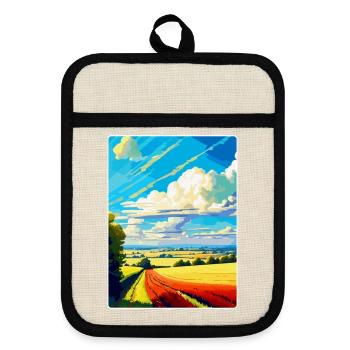 Lincolnshire Wolds Vintage Travel Poster Souvenir - Pot holders with rubber back - linen/black  - Front