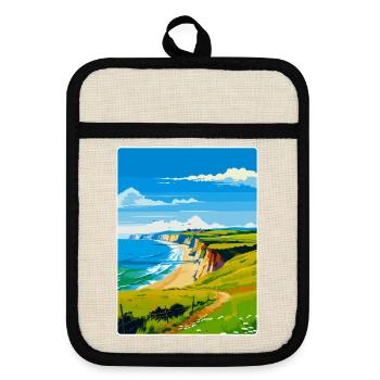Dorset Uk Vintage Travel Poster Souvenir WPA - Pot holders with rubber back - linen/black  - Front