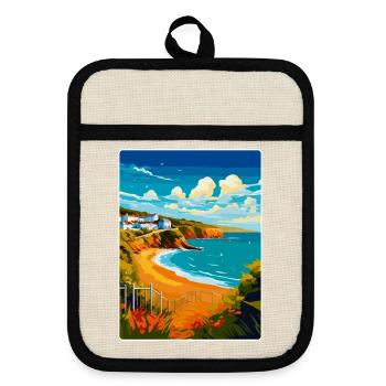 Devon West Country Vintage Travel Poster Souvenir - Pot holders with rubber back - linen/black  - Front